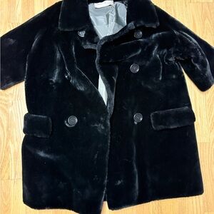 Black Faux Fur Coat Borgana Vintage 60s Women's Large Perfect